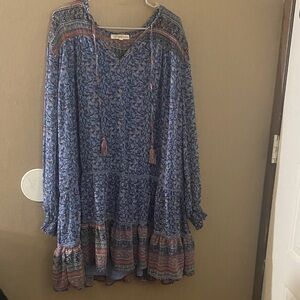 Rewind Blue and Multicolor Patterned Top